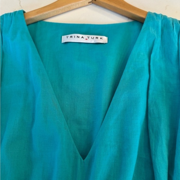 Trina Turk Make Merry Cotton Minidress Empire Waist Balloon Sleeves / medium - Picture 12 of 12